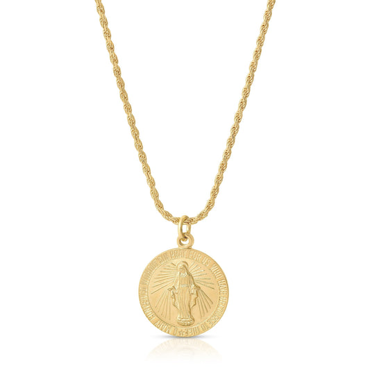 Gold Filled Miraculous Mary Pendant Necklace