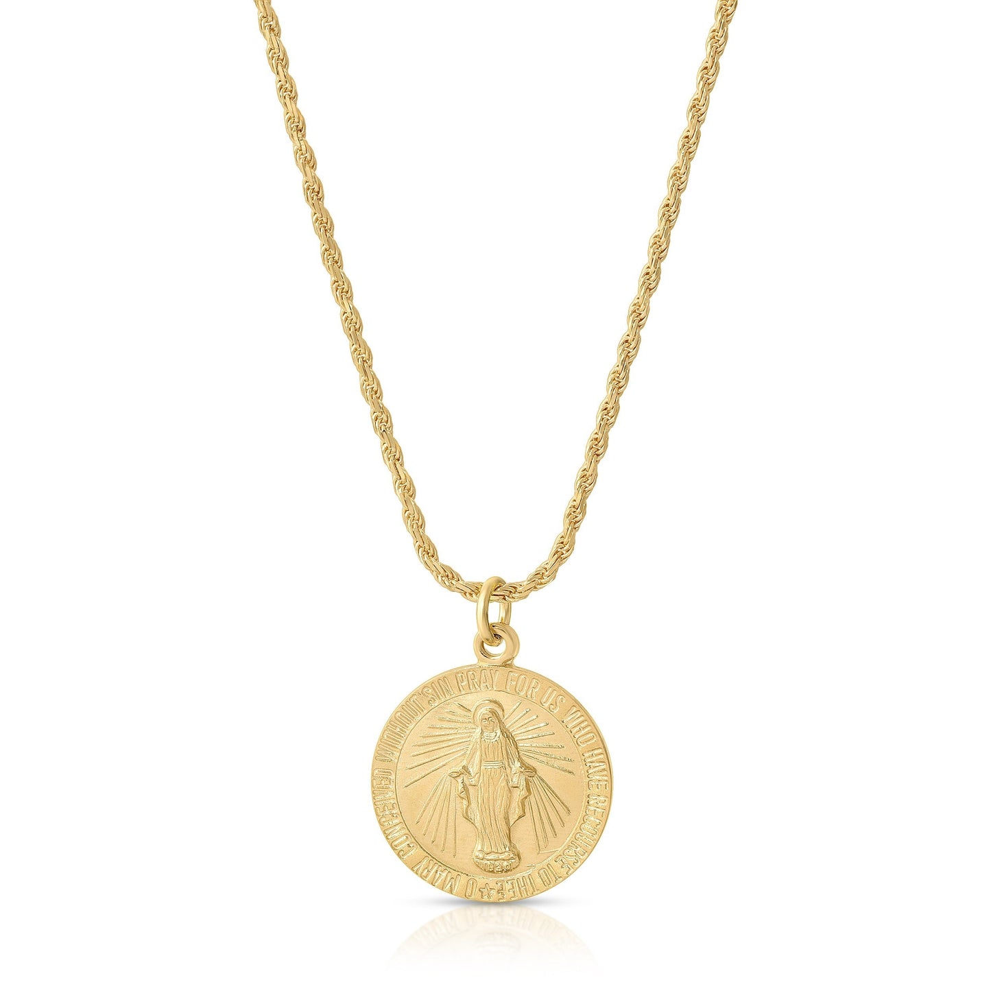 Gold Filled Miraculous Mary Pendant Necklace