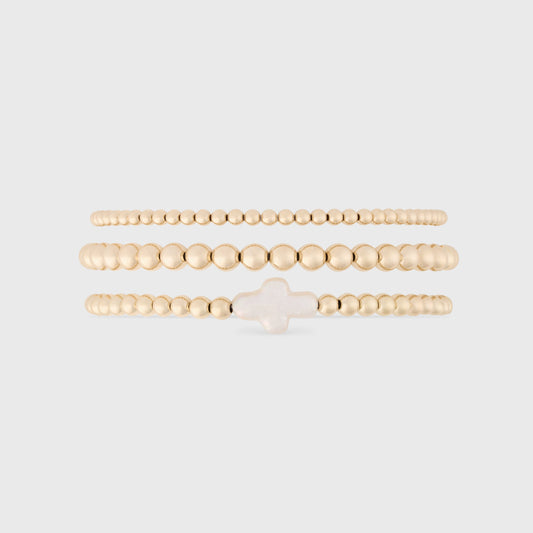 Triple Stack Pearl Cross Ring Design