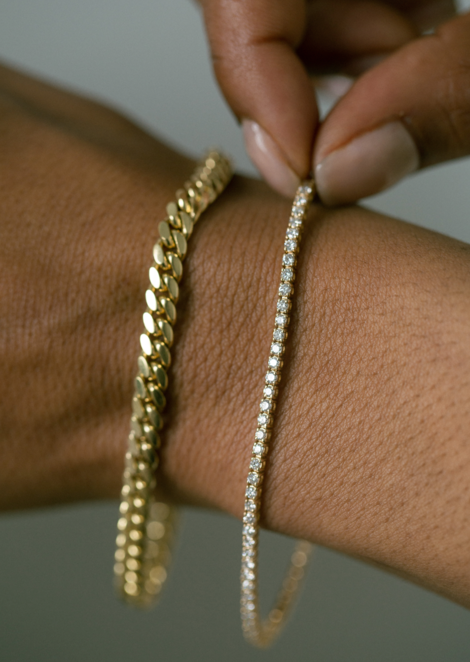 Petite Tennis Bracelet with Birthstones in Yellow Gold