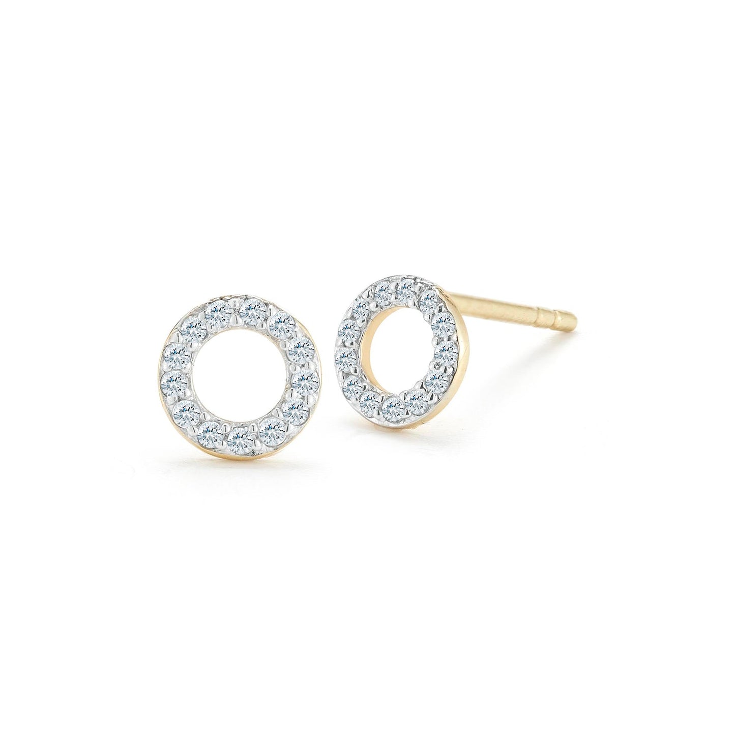 Mini Diamond Circle Studs in 14kt Yellow Gold