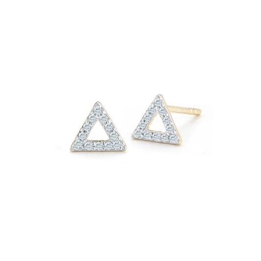 Mini Diamond Triangle Studs in 14kt Yellow Gold