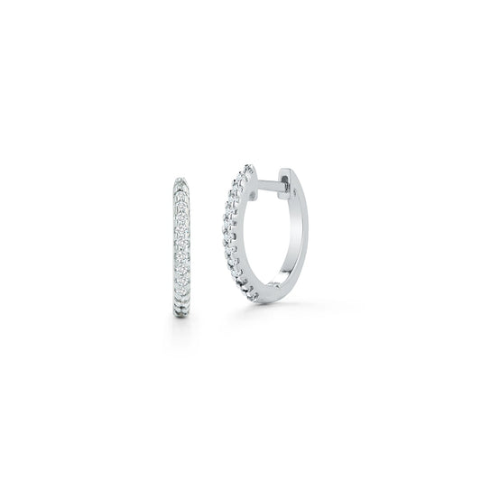 12mm White Gold Diamond Huggie Earrings