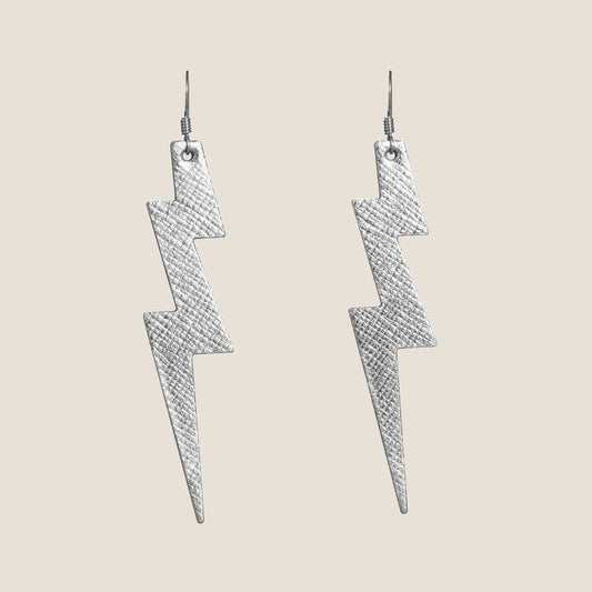 Silver Lightning Bolt Leaf Design Jewelry