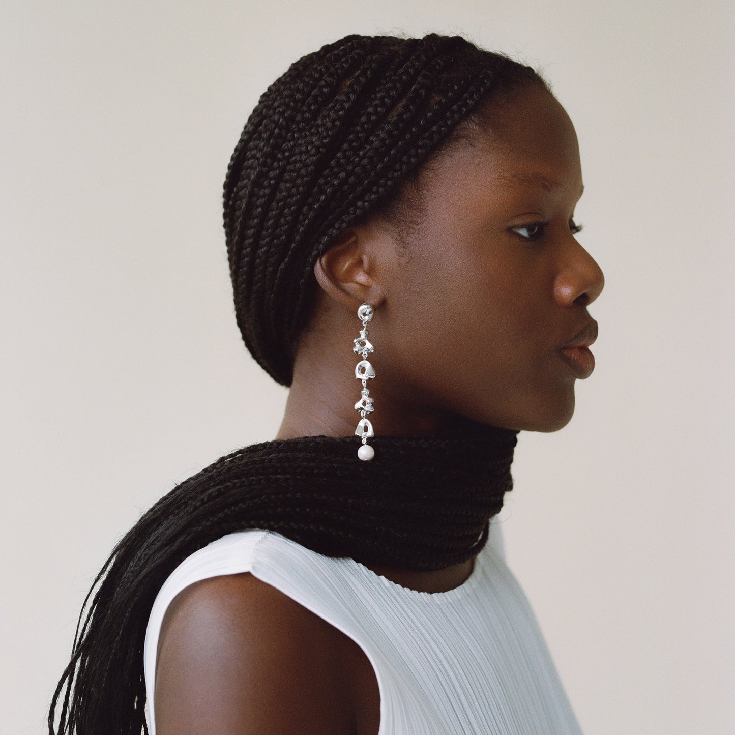 Elegant Long Earrings in Silver