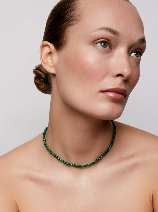 Malachite Beaded Women's Choker Necklace