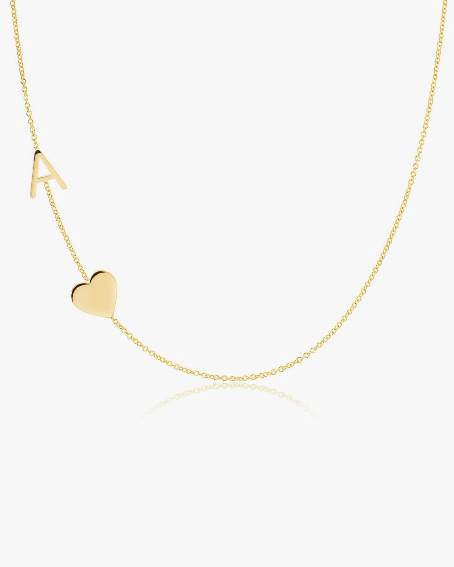 Heart Pendant Letter Necklace in Yellow Gold