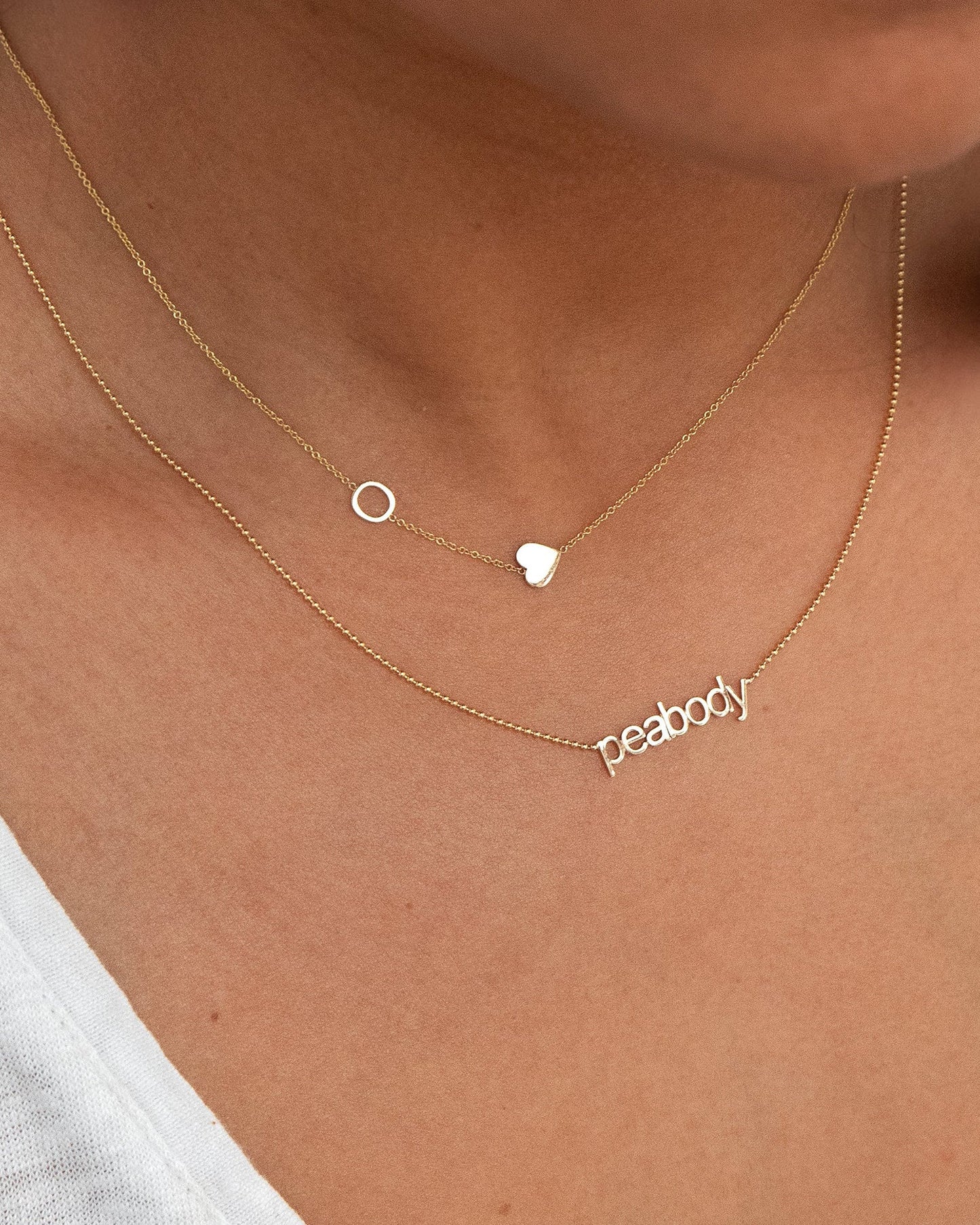 Heart-Shaped Letter Necklace in Yellow Gold