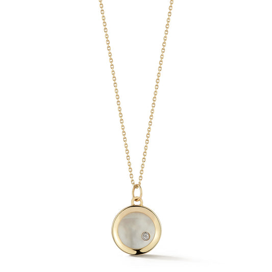 Diamond Dot Coin Necklace with Mother of Pearl