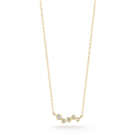 Mini Diamond Bezel Wave Necklace in 14kt Gold