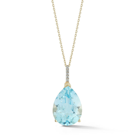 Pear Necklace with 14kt Swiss Blue Topaz