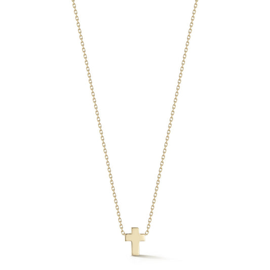 Mini Suspended Cross Necklace in 14kt Gold