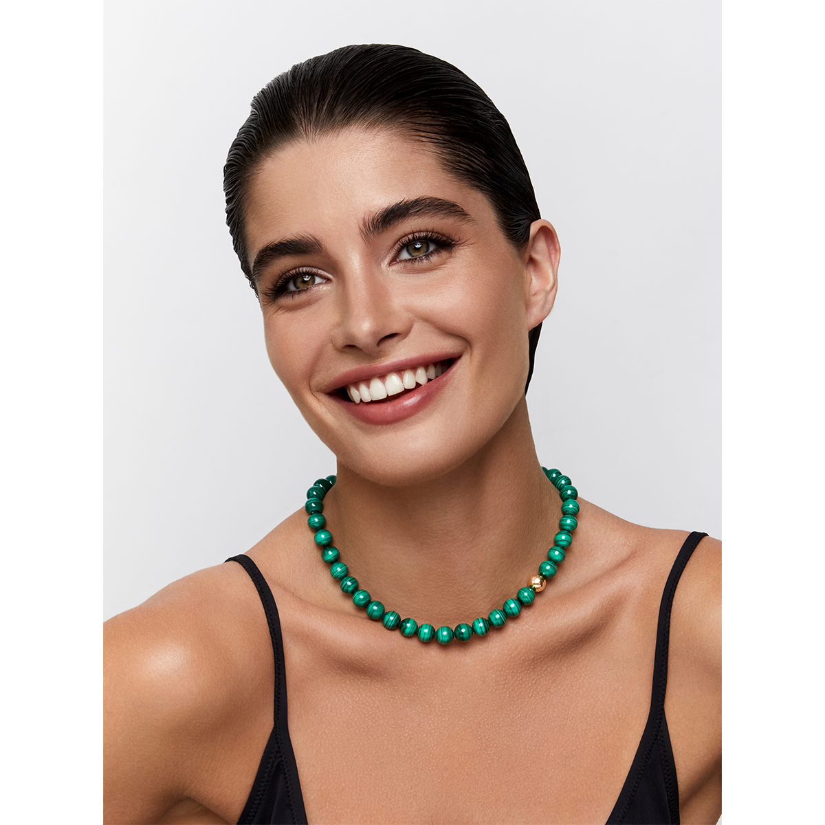 Malachite Necklace with Gold Dot Accent