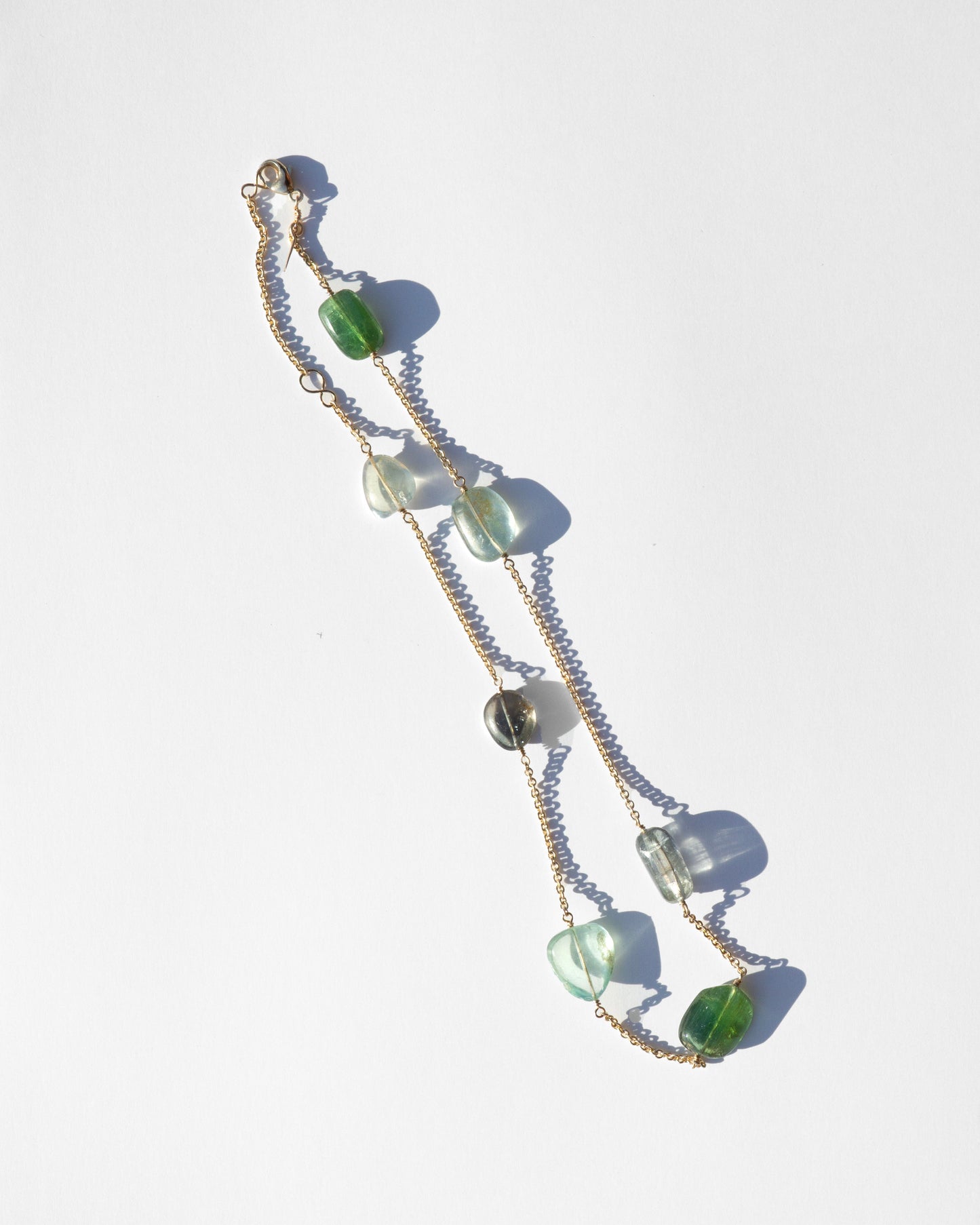 14K Chain Necklace with Multiple Tourmalines