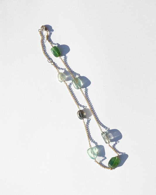 14K Chain Necklace with Multiple Tourmalines