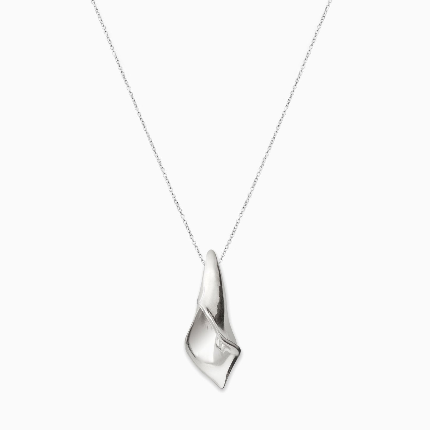 Mini Calla Flower Pendant Necklace in Silver