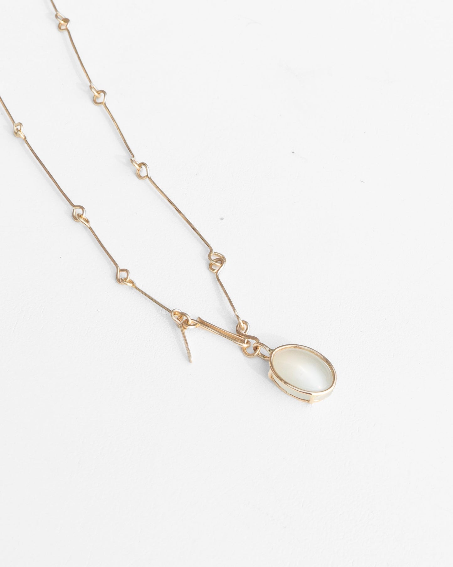 14K Gold Bone Chain Pendant Necklace