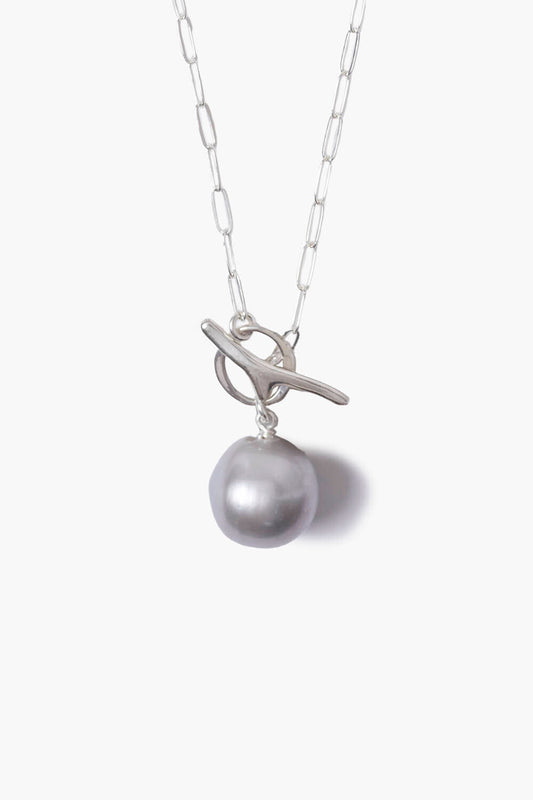 Elegant Grey Freshwater Pearl Toggle Necklace