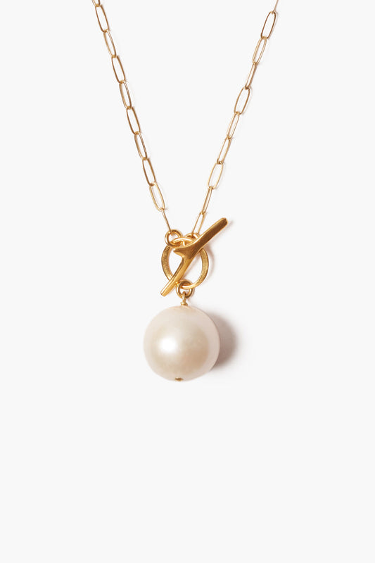 Elegant White Freshwater Pearl Toggle Necklace