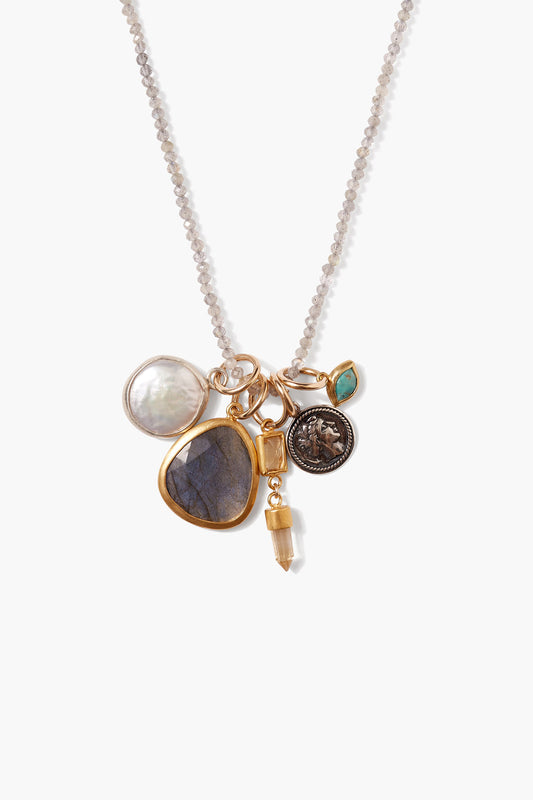 Labradorite Charm Necklace in Mixed Design