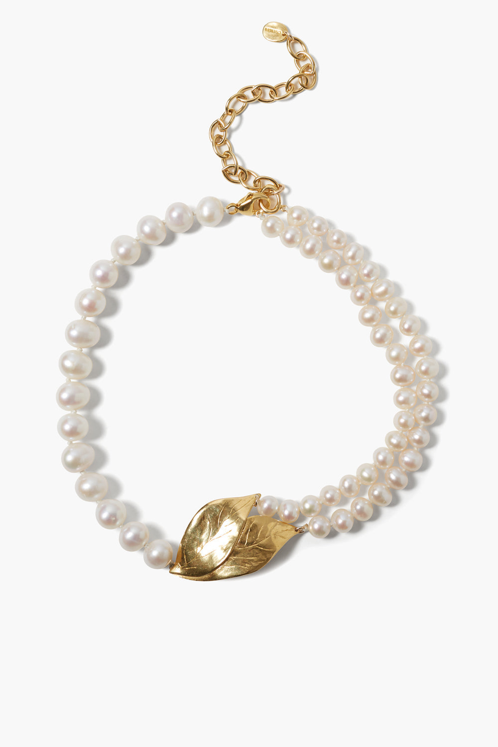 White Pearl Falling Leaf Necklace Design