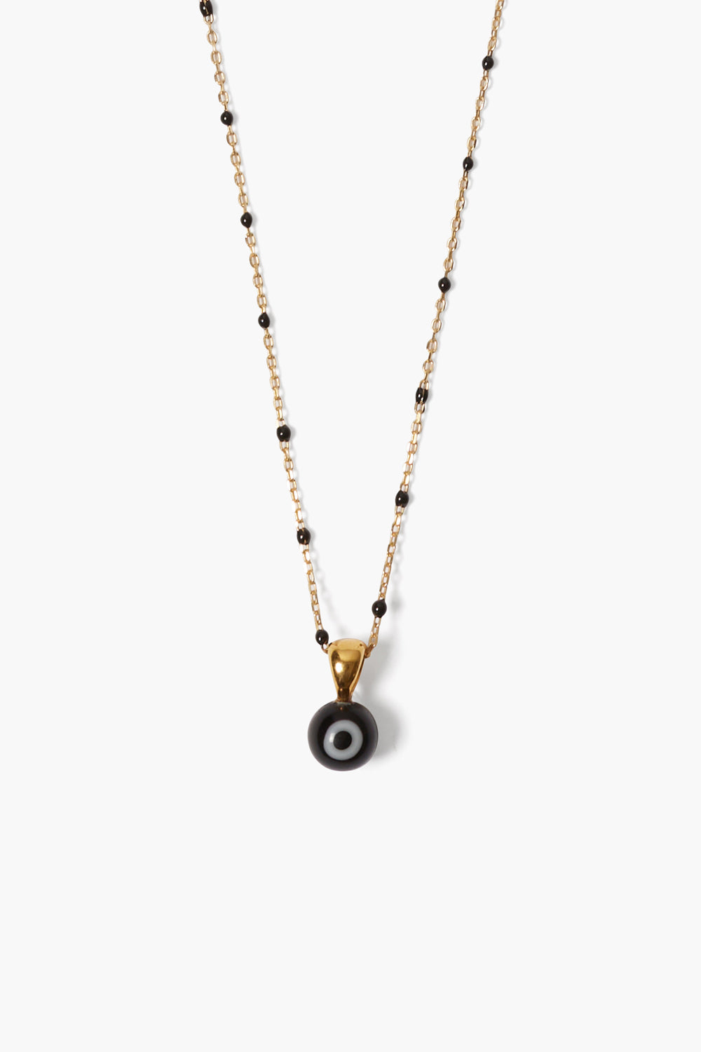 Black Evil Eye Necklace in Silver