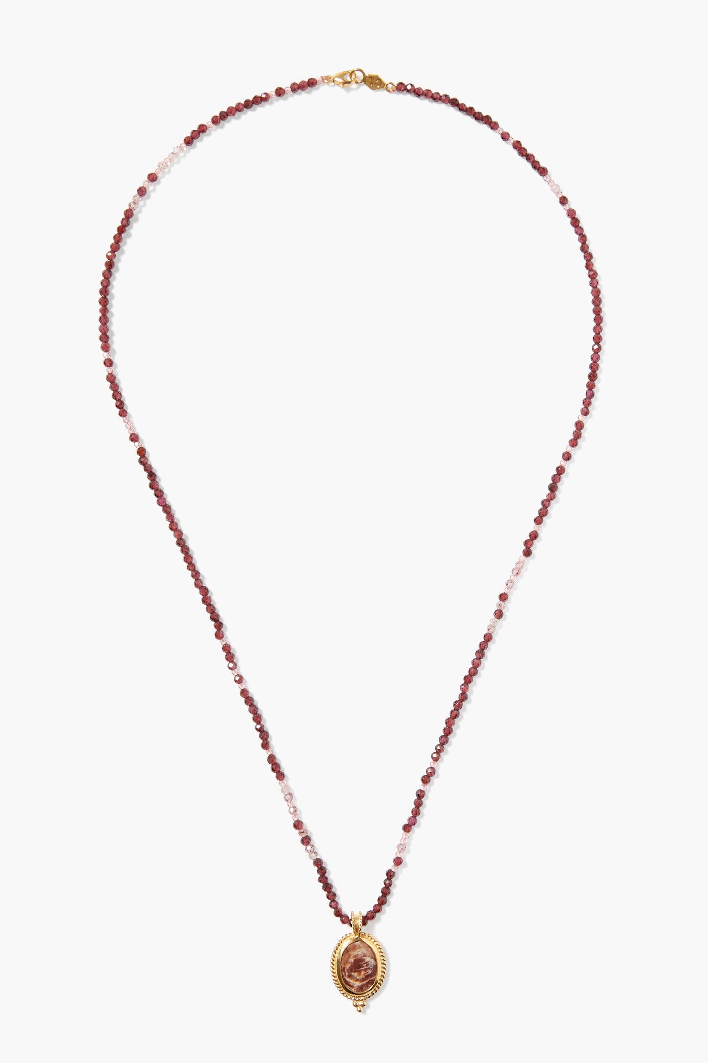 Necklace with Garnet and Mixed Materials