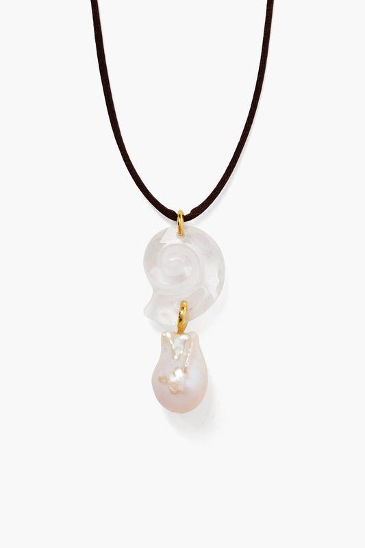 White Pearl Mixed Material Necklace