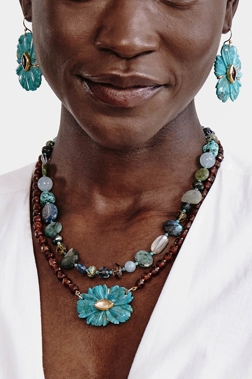 Turquoise Mix Magnolia Style Necklace