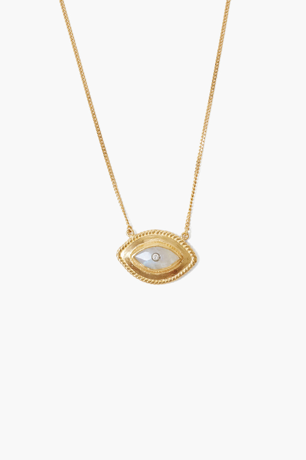 Moonstone Evil Eye Necklace in Silver