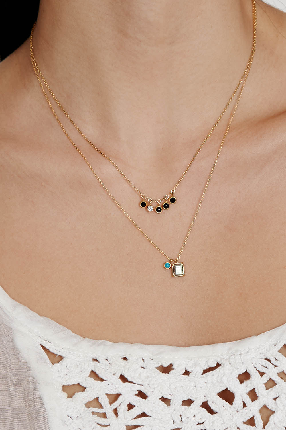 Onyx Mix Charm Necklace for Everyday Wear