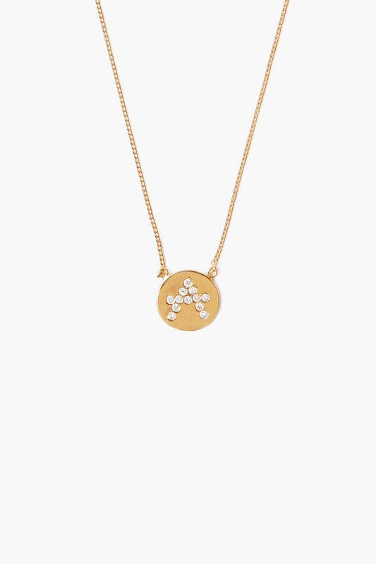 Gold Diamond Initial Coin Necklace