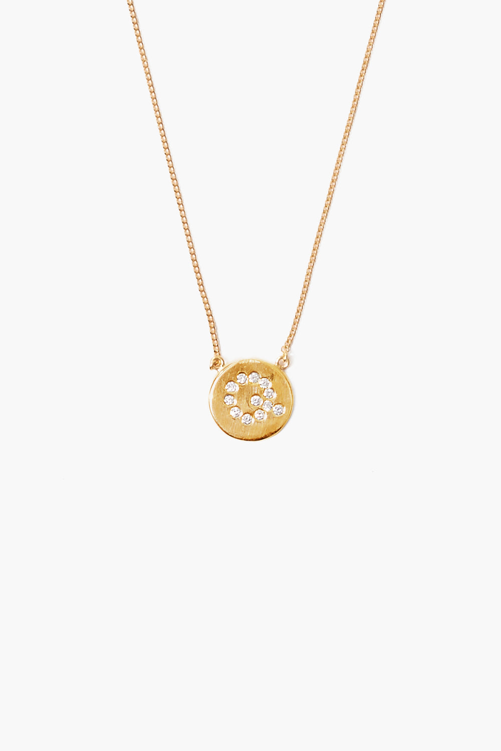 Gold Diamond Initial Coin Necklace