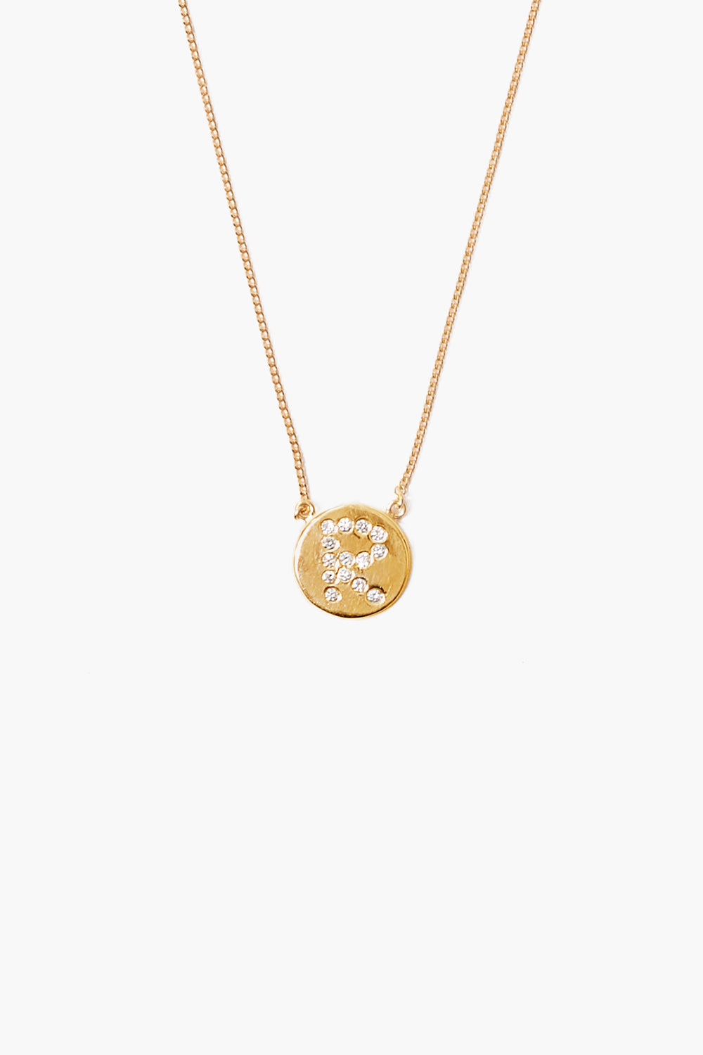 Gold Diamond Initial Coin Necklace