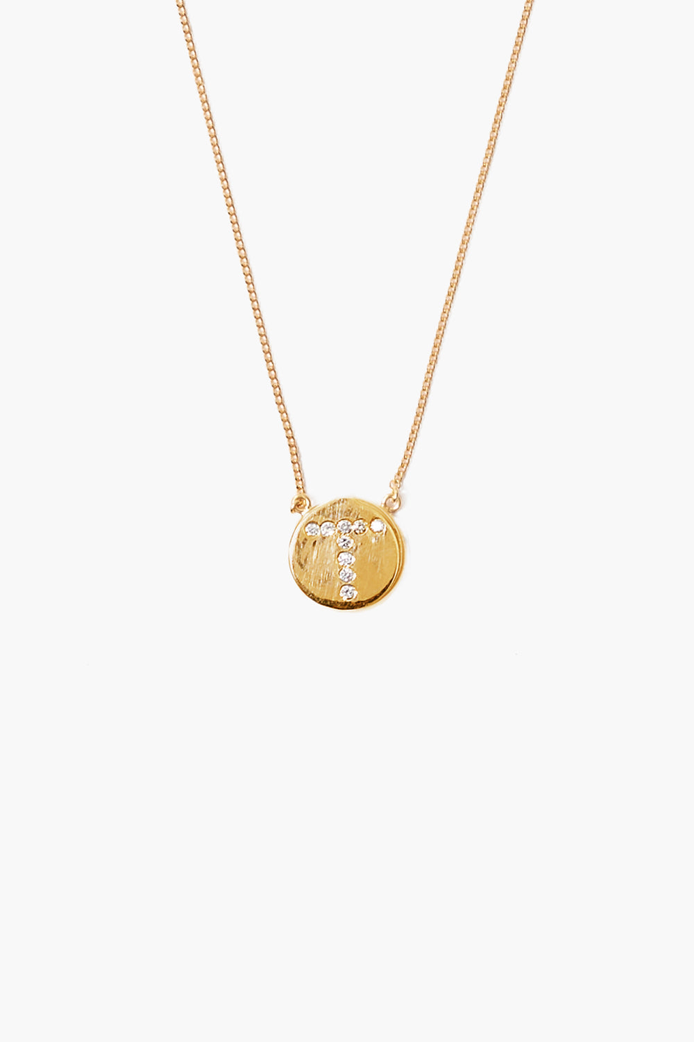 Gold Diamond Initial Coin Necklace