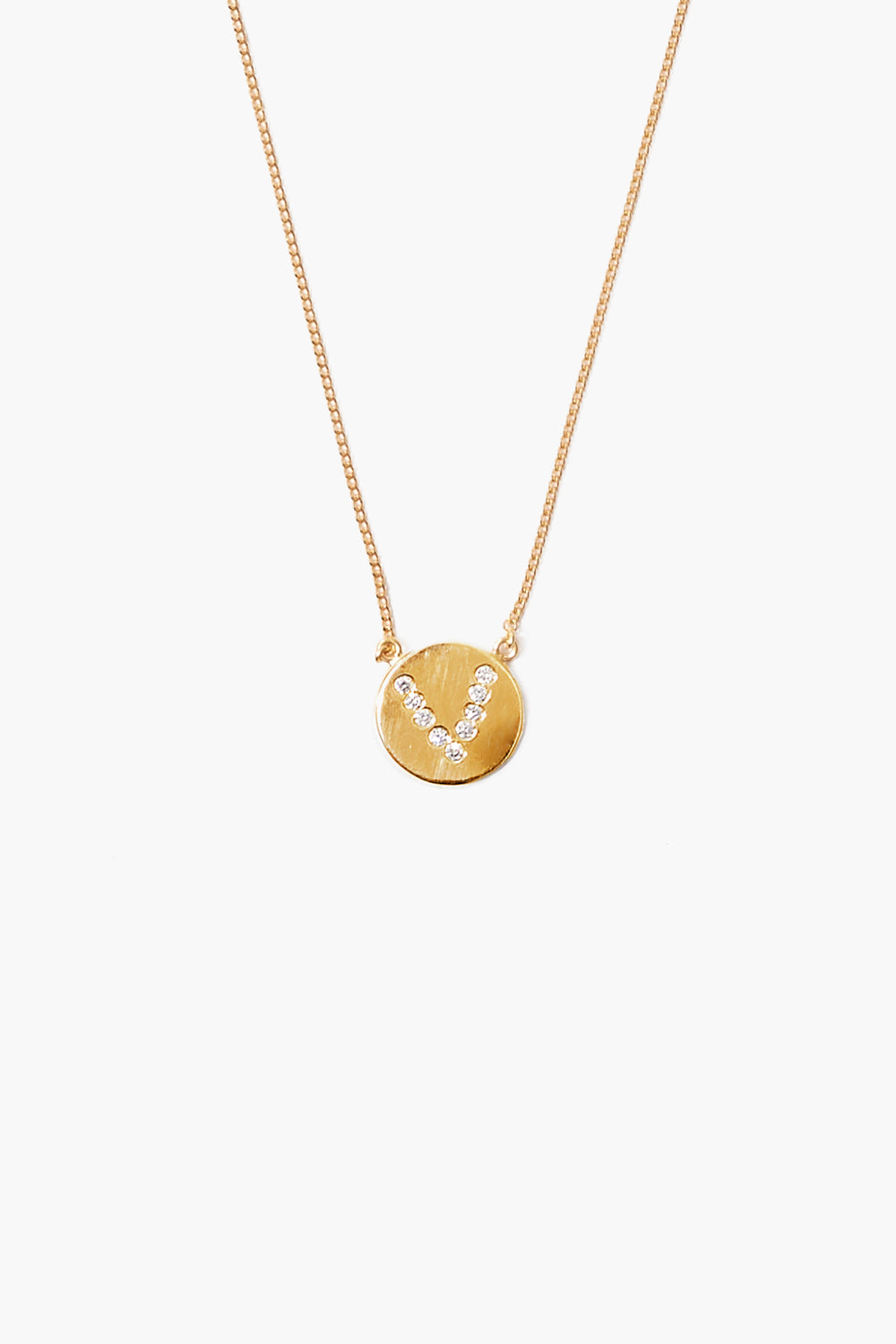 Gold Diamond Initial Coin Necklace