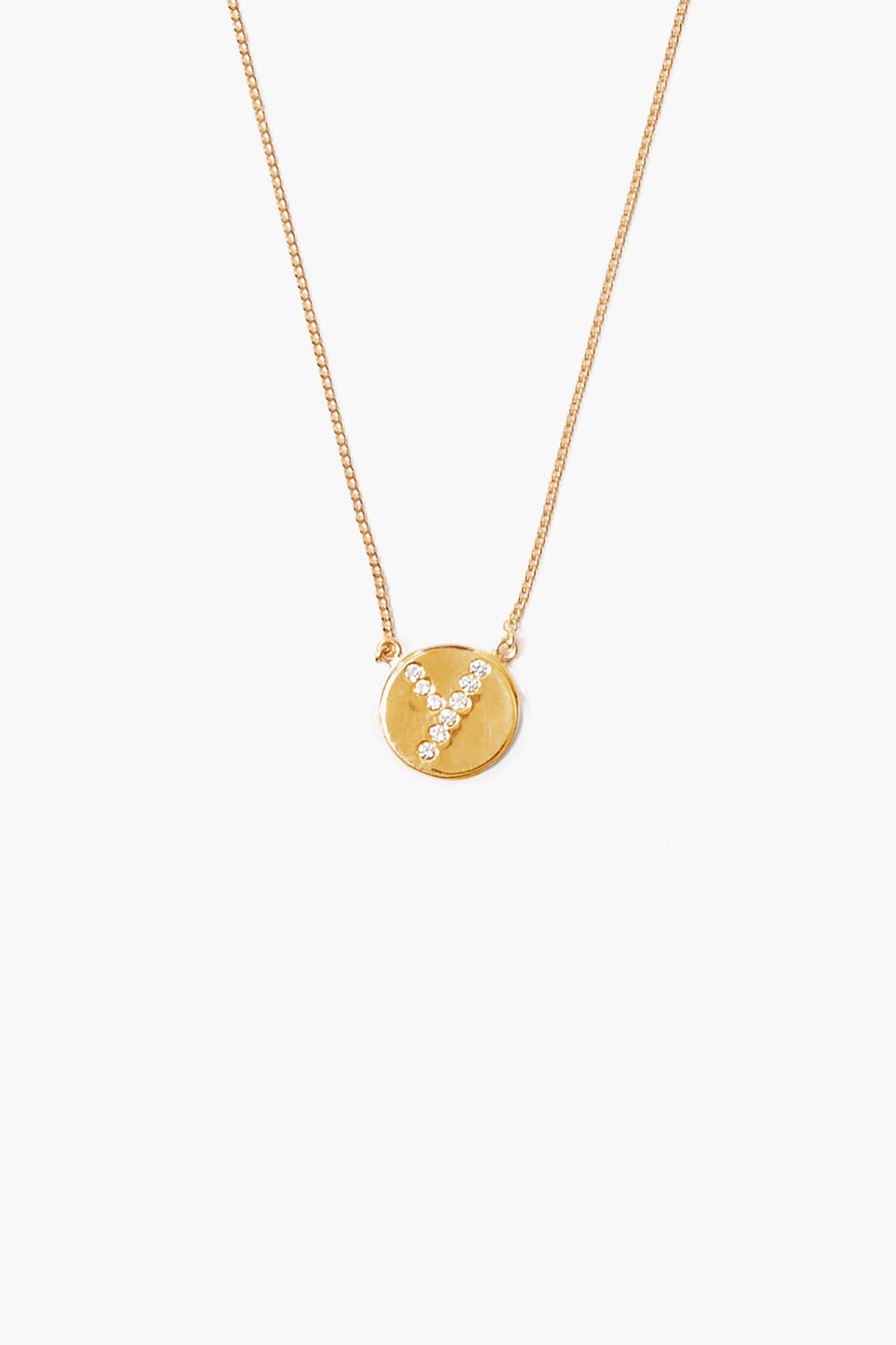 Gold Diamond Initial Coin Necklace