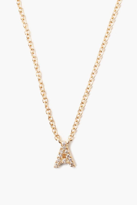 Gold and White Diamond Initial Necklace