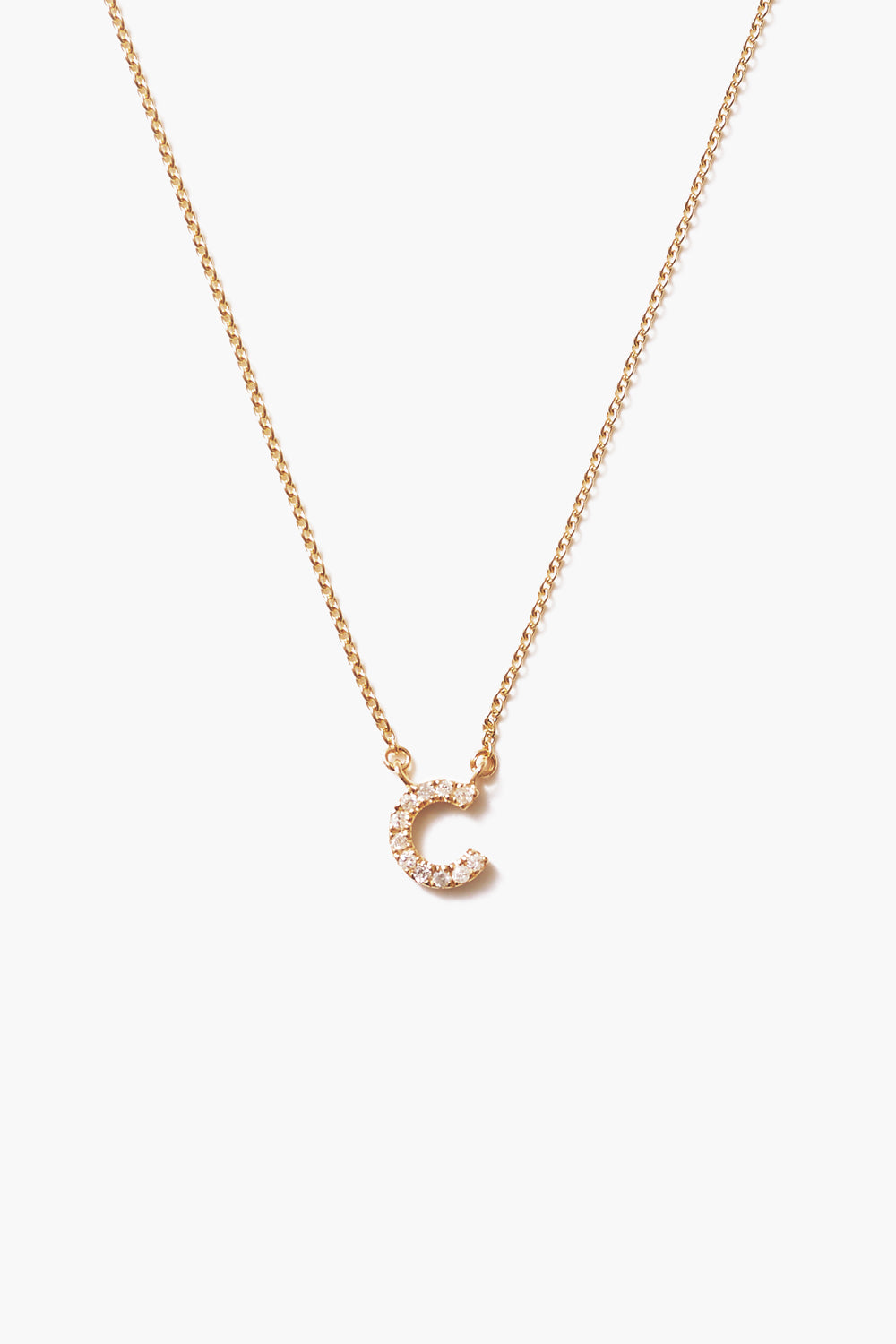 Gold and White Diamond Initial Necklace