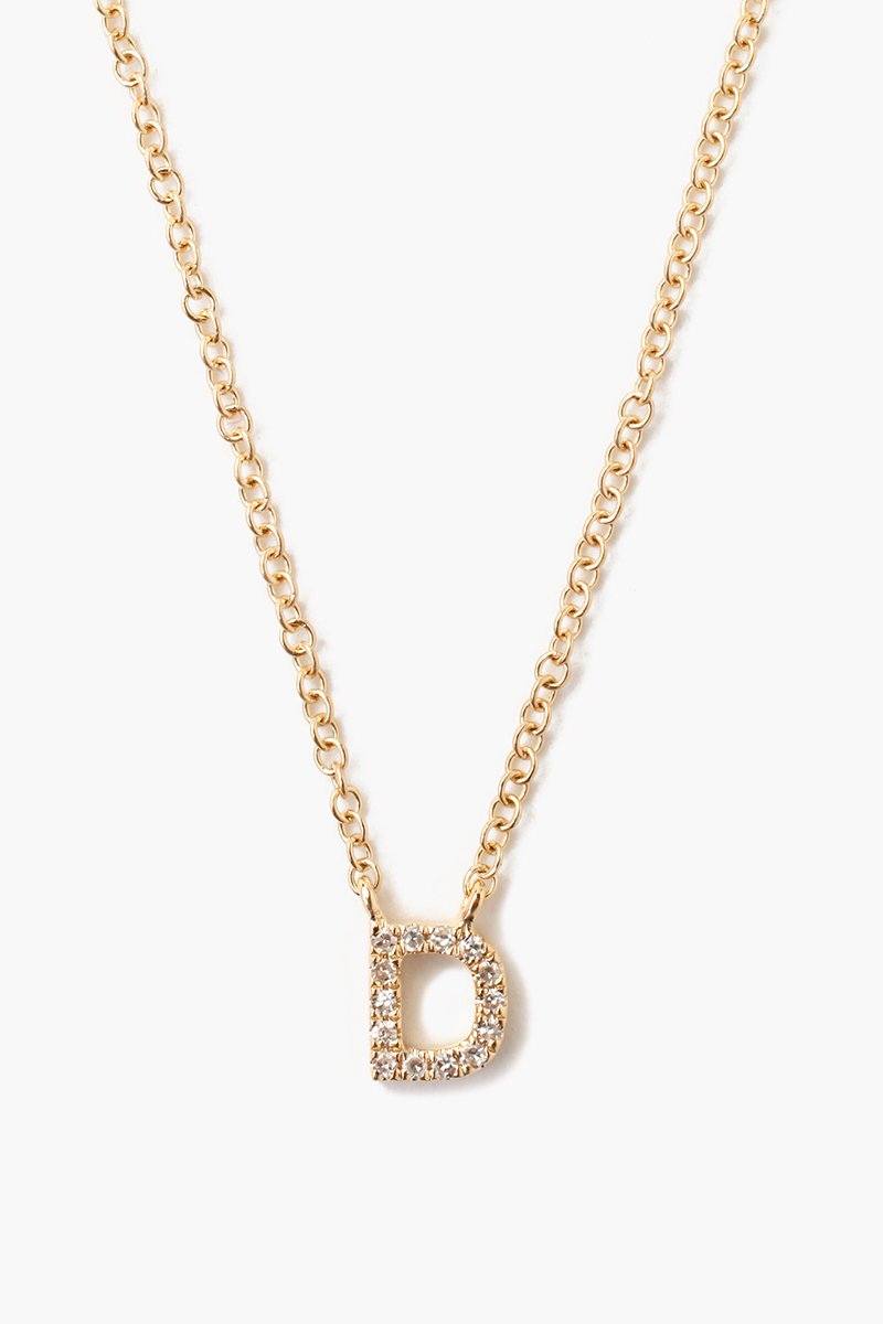 Gold and White Diamond Initial Necklace