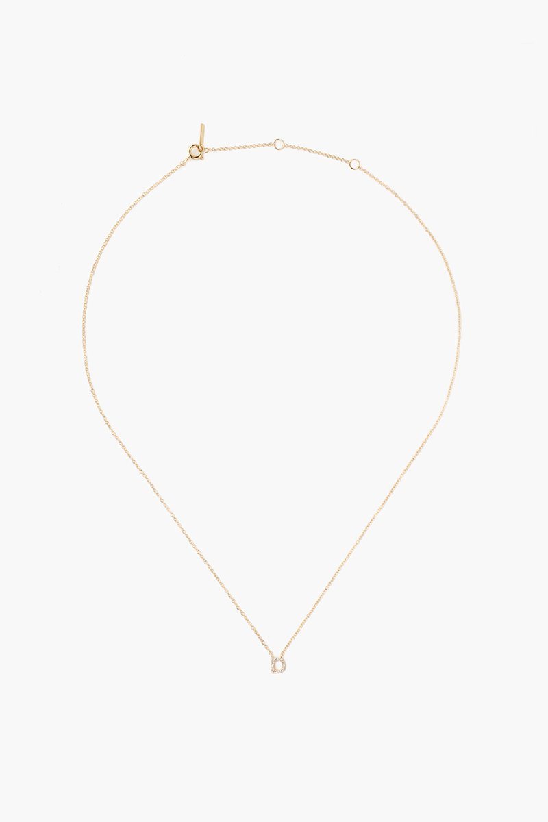 Gold and White Diamond Initial Necklace