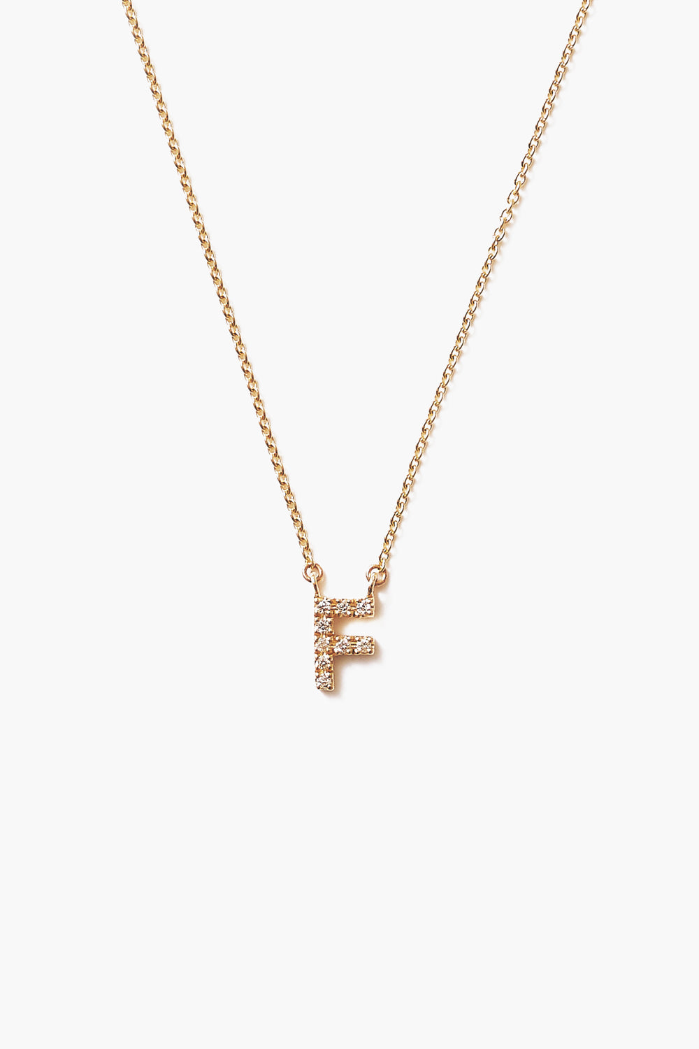 Gold and White Diamond Initial Necklace