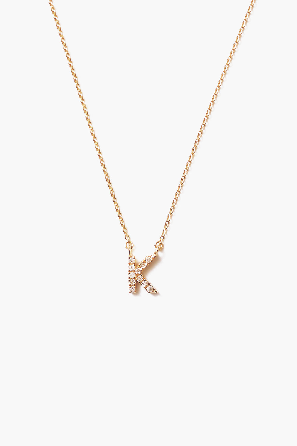 Gold and White Diamond Initial Necklace