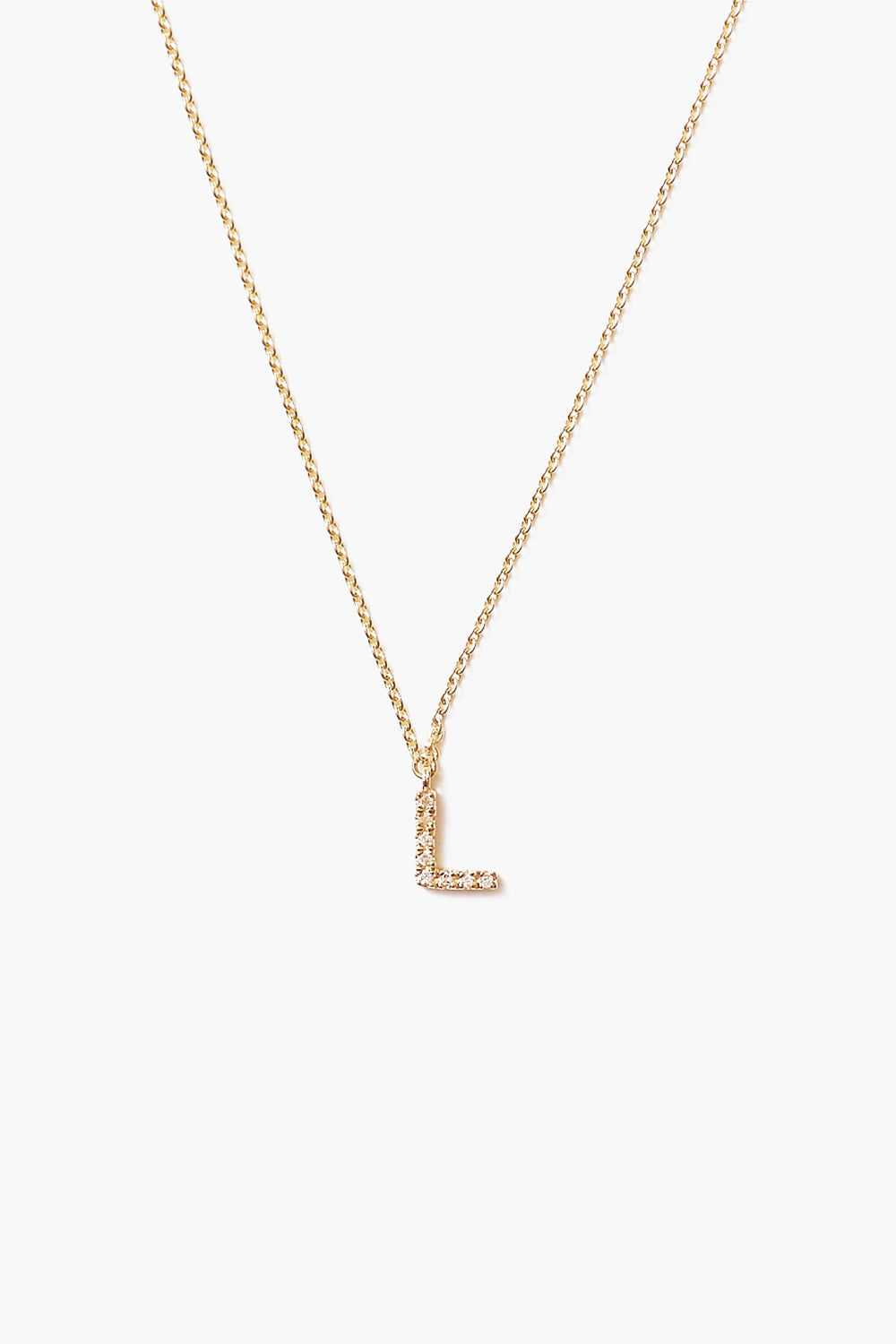 Gold and White Diamond Initial Necklace