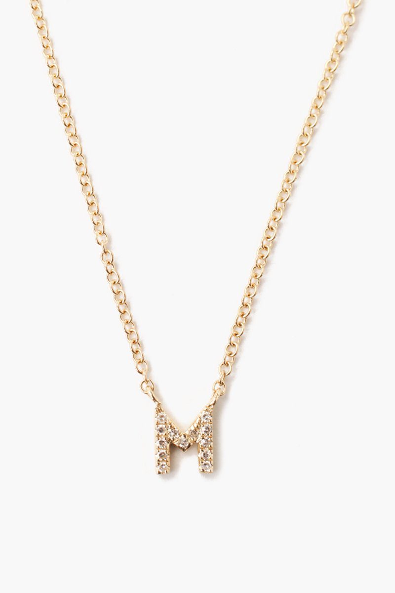 Gold and White Diamond Initial Necklace