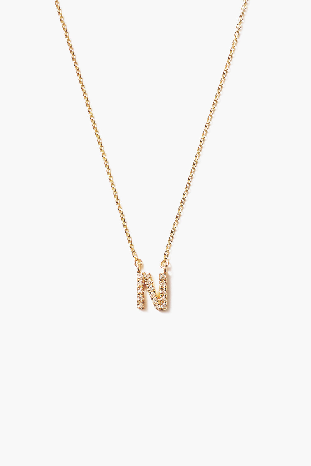 Gold and White Diamond Initial Necklace