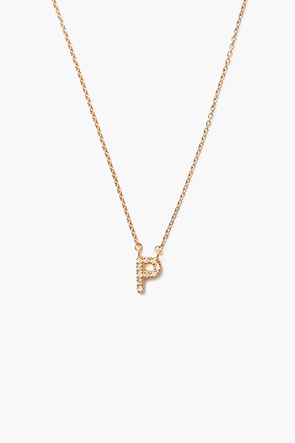 Gold and White Diamond Initial Necklace