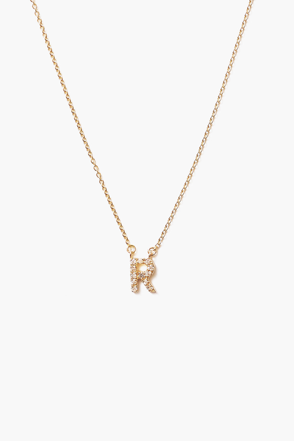 Gold and White Diamond Initial Necklace