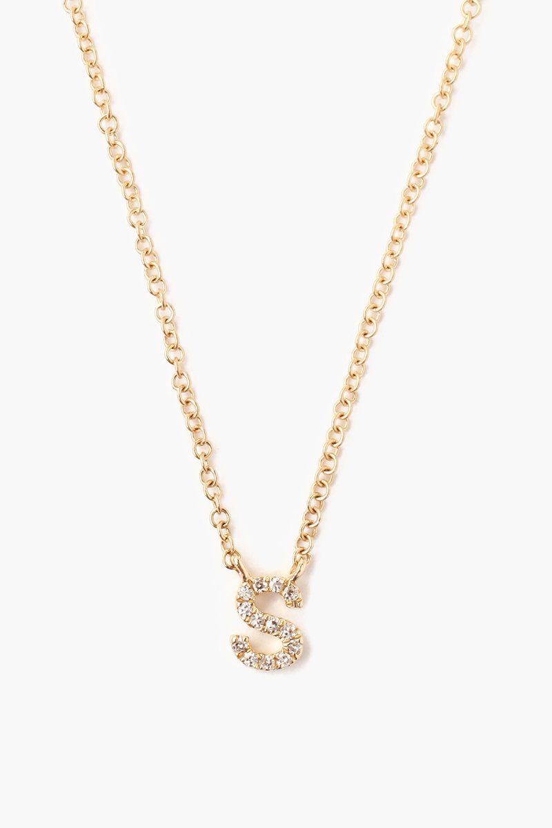 Gold and White Diamond Initial Necklace