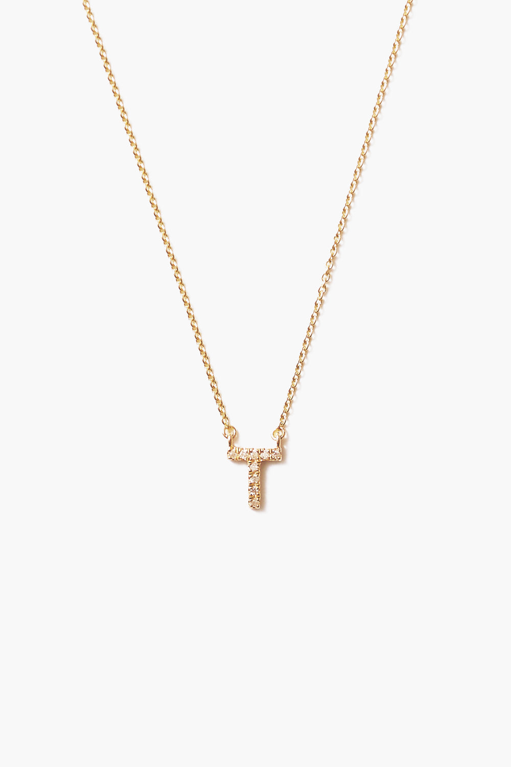 Gold and White Diamond Initial Necklace